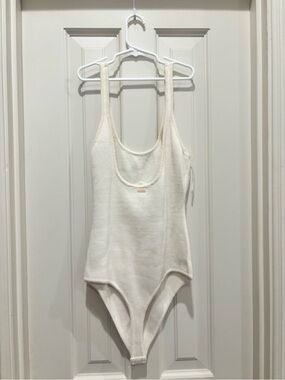 Victoria's Secret Cream Scoop Neck Ribbed Bodysuit